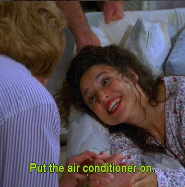 woman saying 'put the air conditioner on'