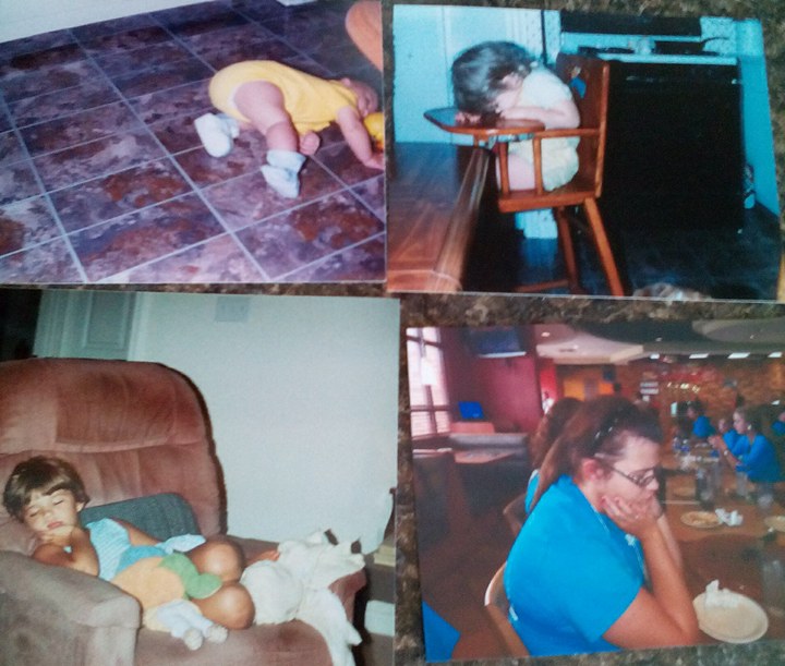 collage of photos of the author sleeping, as a baby, child and teenager