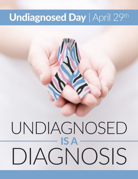 two hands with a colorful ribbon. text says "undiagnosed is a diagnosis - undiagnosed day april 29th"
