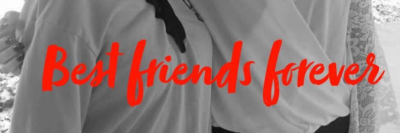 My Best Friend's Response to My Daughter's Diagnosis Best friends, side hug, black and white image both smiling at camera