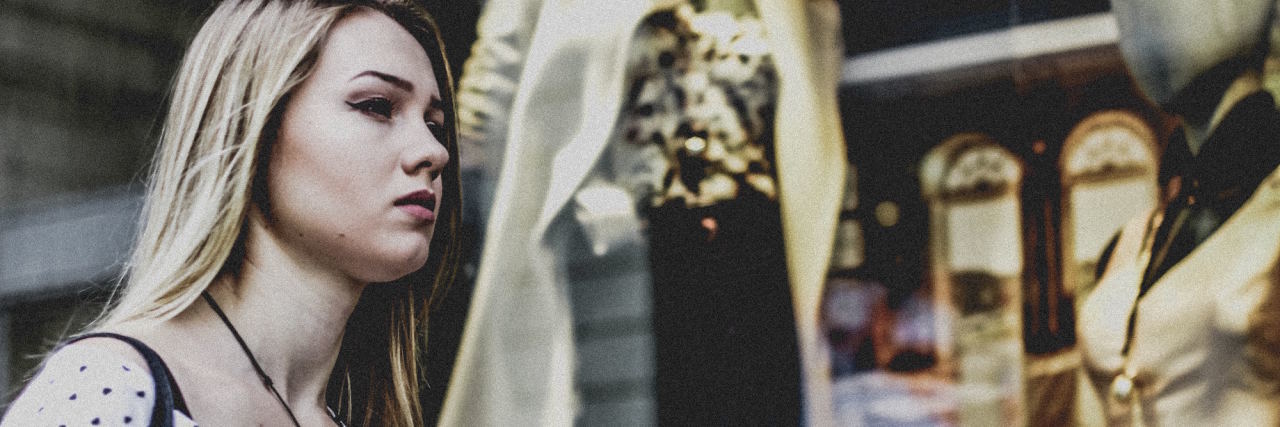 woman walking in mall