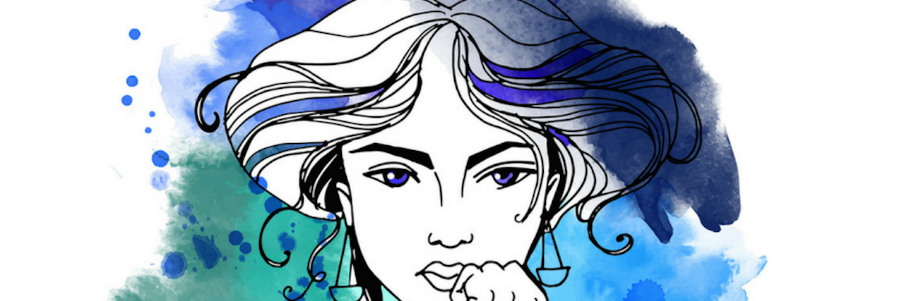 16 Things People With BPD Say That Are Code for 'I Need Help' Artistic line-art of a woman with a dark blue hanging over her head, seeping dark thoughts into her head. 16 Things People With Borderline Personality Disorder Say That Are Code for 'I Need Help'.