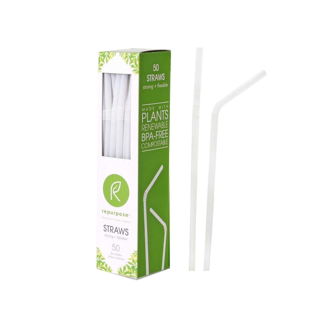 Compostable bendable straws not made from corn plastic.
