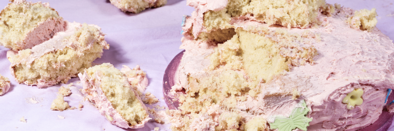The Baking Mishap That Helped Me Find Humor in My Dyspraxia Smashed pink cake