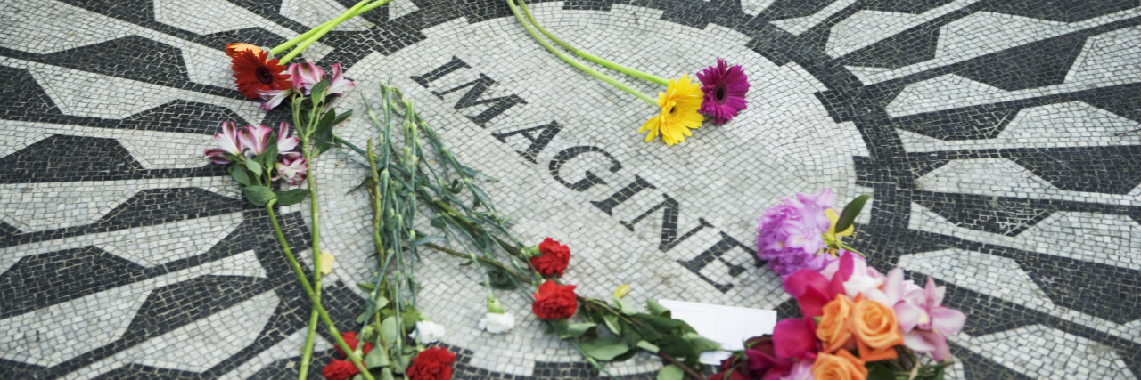 Imagine No Religion With Chronic Illness and Disability Strawberry Fields Memorial to John Lennon in Central Park, New York City, NY, USA