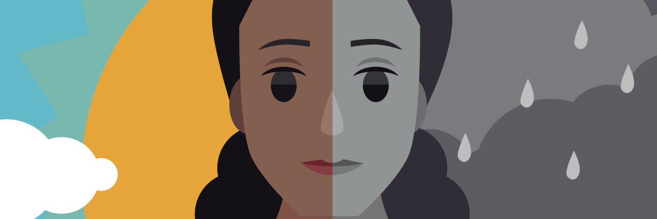 Depression Is Not a Choice half of a woman's face in the sun and half in the rain