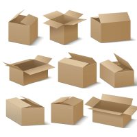 Brown cardboard boxes.