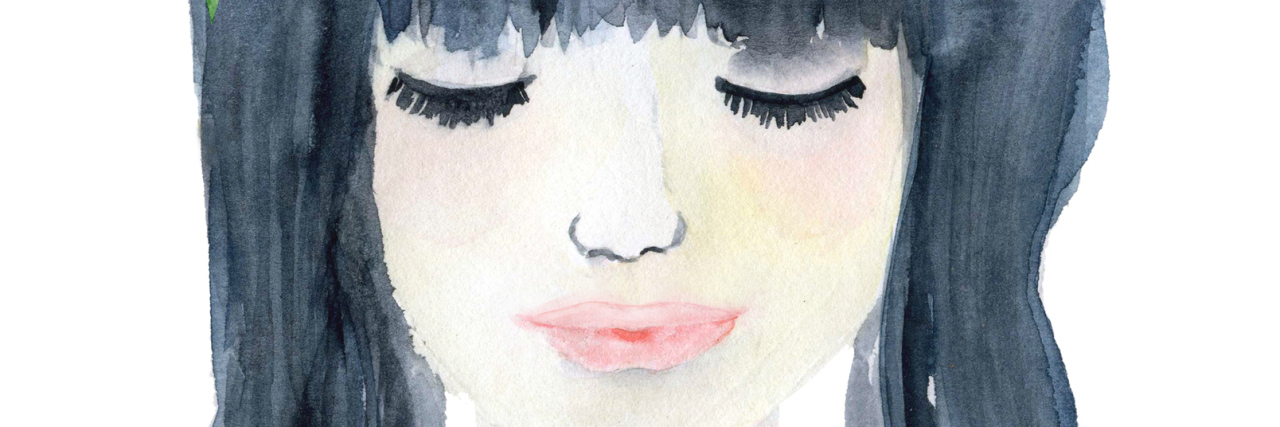 Feeling Good With Relapsing Remitting Multiple Sclerosis watercolor painting of a woman smiling with dark hair and red flowers on her head