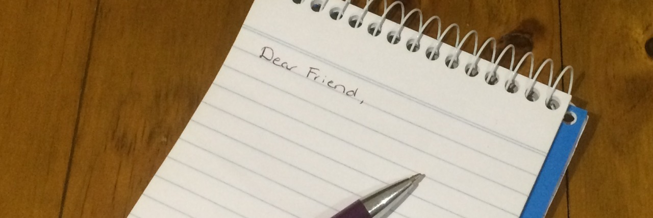 Letter to Fellow Parent of a Child With Disabilities Note pad with the words, "dear friend"