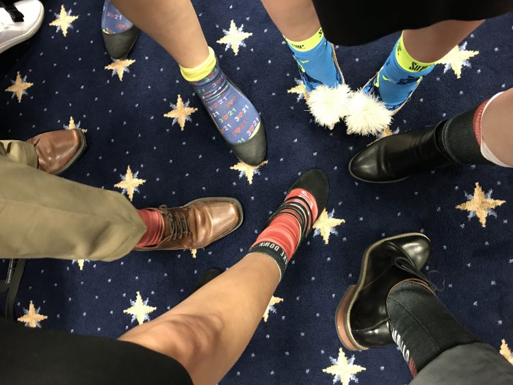 Crazy socks worn by NDSS representatives at Congress meeting