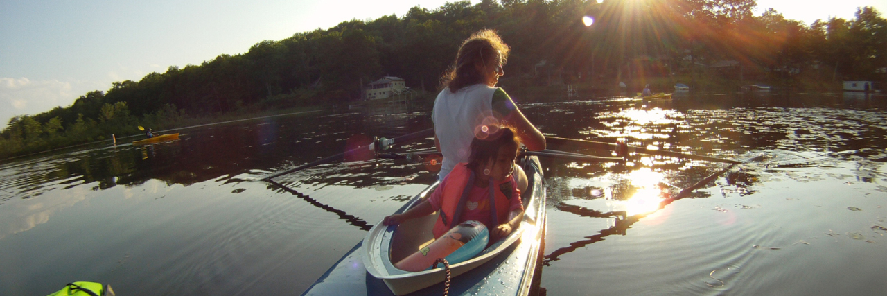 Mother and daughter on a kayak