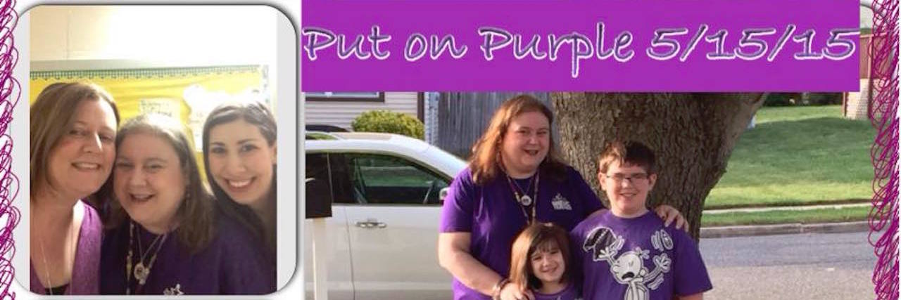 collage of photos of people wearing purple
