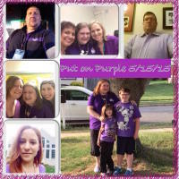 collage of photos of people wearing purple