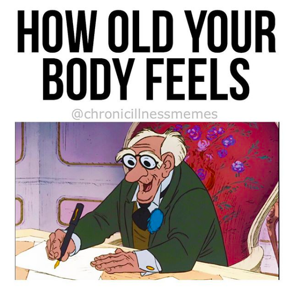 how old your body feels: cartoon of old man