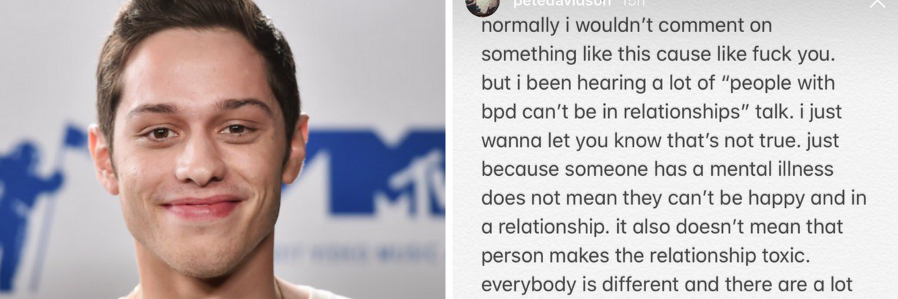 Pete Davidson Posts to Instagram About Dating With BPD Stereotype Pete Davidson and a note he wrote on Instagram