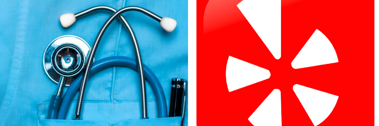 Stethoscope and Yelp logo