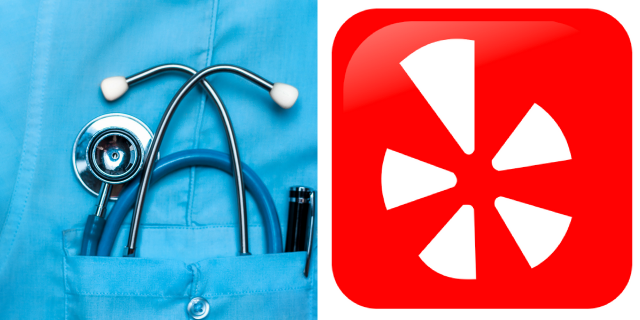 Stethoscope and Yelp logo