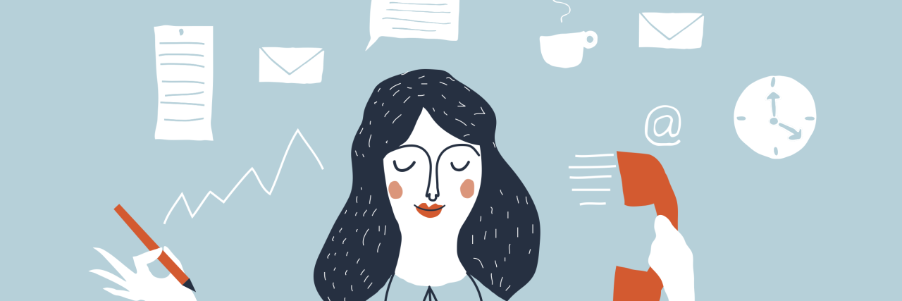 When Staying Busy Is How You Cope With Mental Illness illustration of a woman who is very busy multitasking