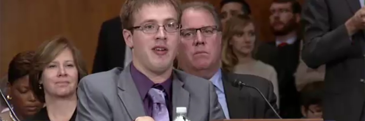 Speaking About Employment and Disability in Washington, D.C. Justin Herbst addresses a Congressional hearing about employment and disability.