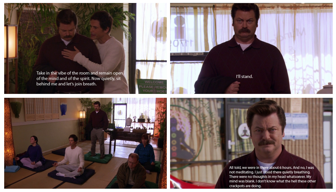 parks and rec gif about meditating