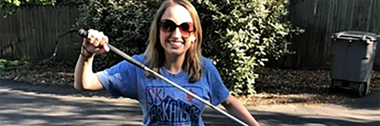 Cane Training After Vision Loss Shannon holding her cane.