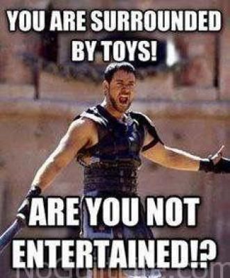 You are surrounded by toys. Are you not entertained?