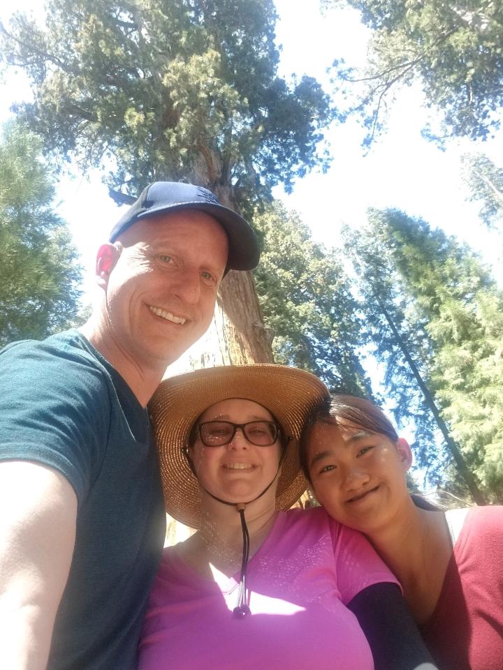 A picture of the writer with her husband and daughter in the national park.