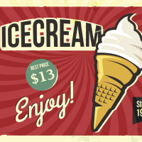 Retro metal sign with ice cream cone priced at $13.