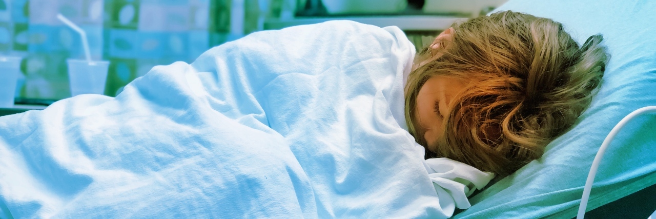 author's child in a hospital bed