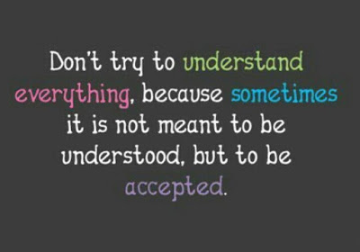 "Don't try to understand everything, because sometimes it isn't meant to be understood, but to be accepted."