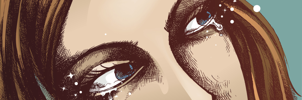 Realizing You Don't Have Control Over Your Crohn's Disease illustration of a woman crying