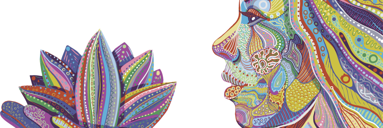 Why It Can Be Helpful to Forgive a Bad Doctor woman with lotus flower, bright ornate pattern vector