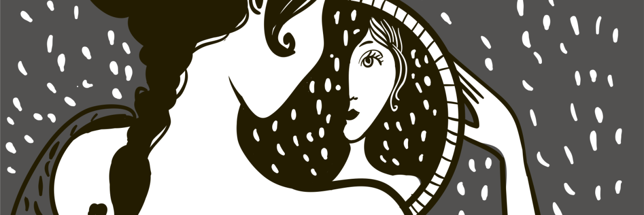 Why I Miss My 'Sick Body' in Eating Disorder Recovery illustration of woman looking in a mirror