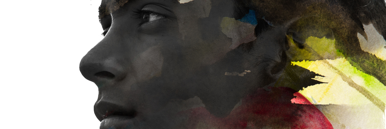 Getting an Asperger's Syndrome Diagnosis as an Adult Woman Woman photo blended with swirling color.