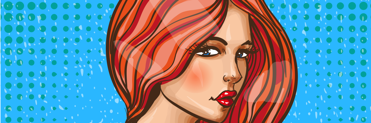 Glamour pop art girl with long hair vector illustration