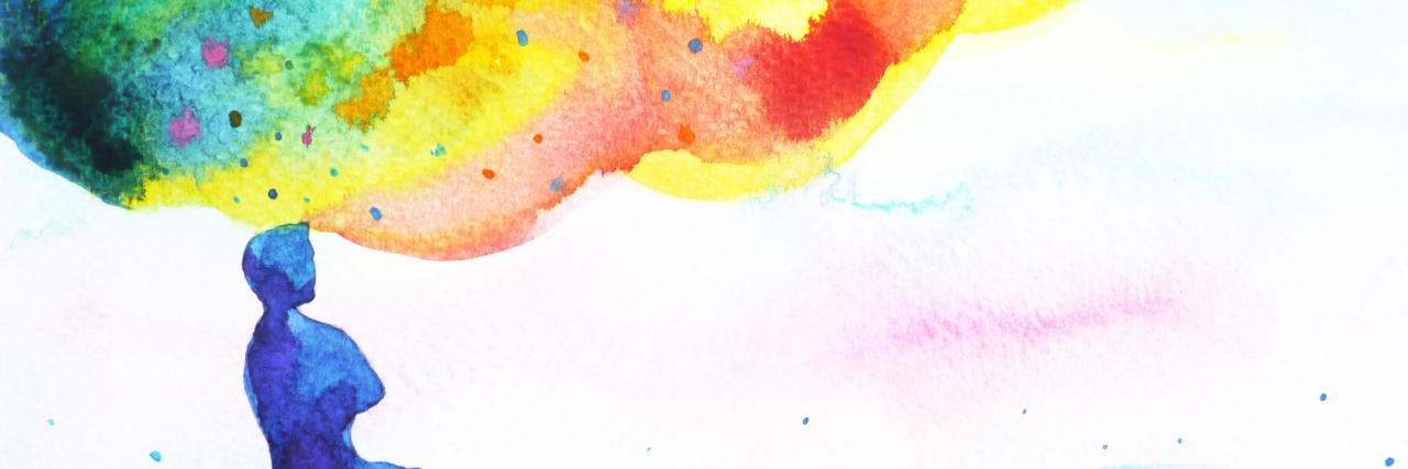 The Quotes That Help Me Cope With Dystonia and Chronic Pain illustration of man with rainbow clouds above him