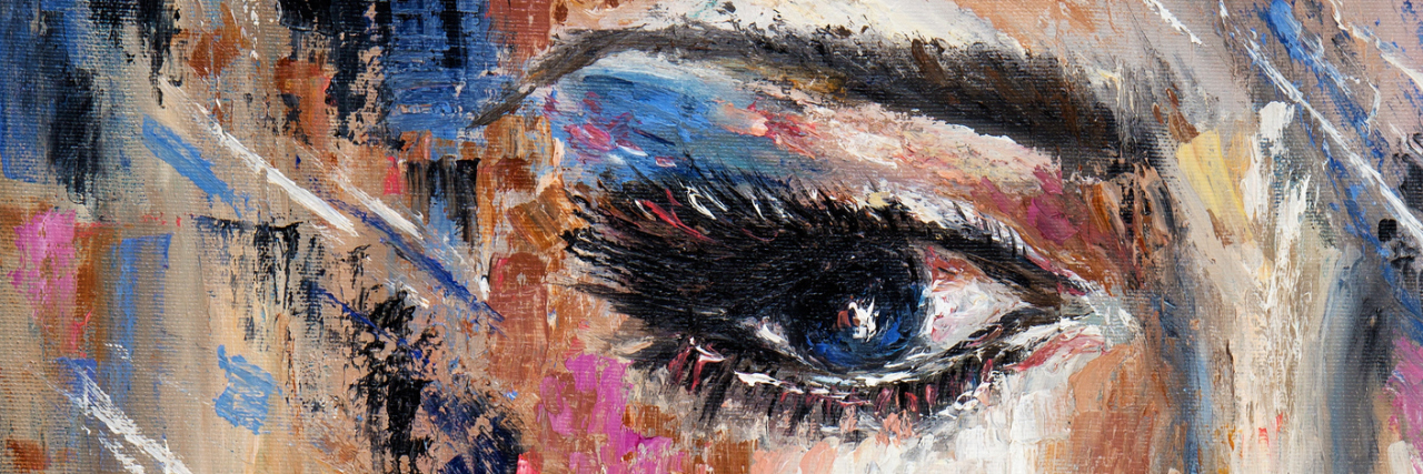 How Endometriosis Caused Me to Struggle With My Body Image painting of a woman's face