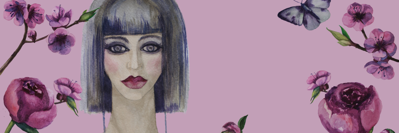 What Fibromyalgia Is Like Even When I Don't Look Like I'm in Pain Beautiful woman and flowers isolated background. Hand painted watercolor illustration