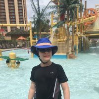 the author's son in a pool