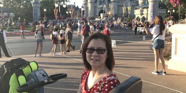 Defensive Scooter Driving At Disney World With a Chronic Illness Vickie at Disney World in a rented scooter.