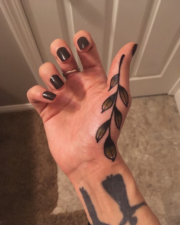 olive branch tattoo on hand