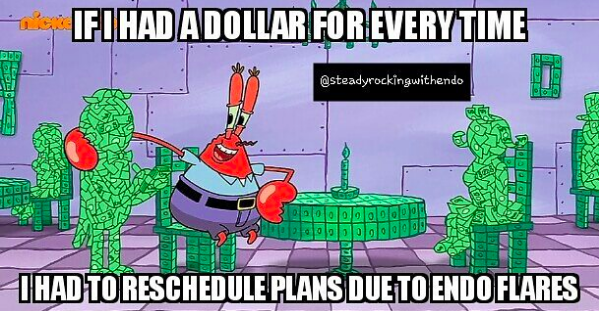 if I had a dollar for every time I had to reschedule plans due to endo flares