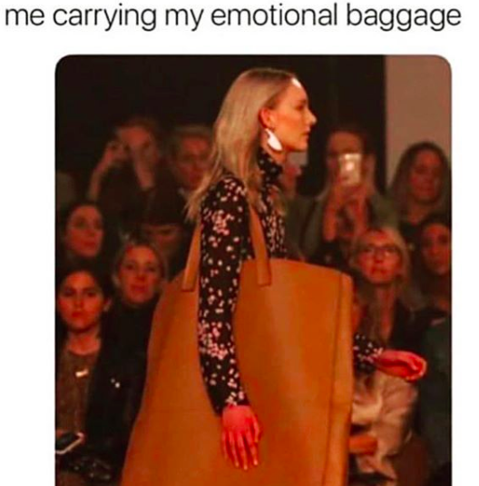 me carrying around my emotional baggage meme