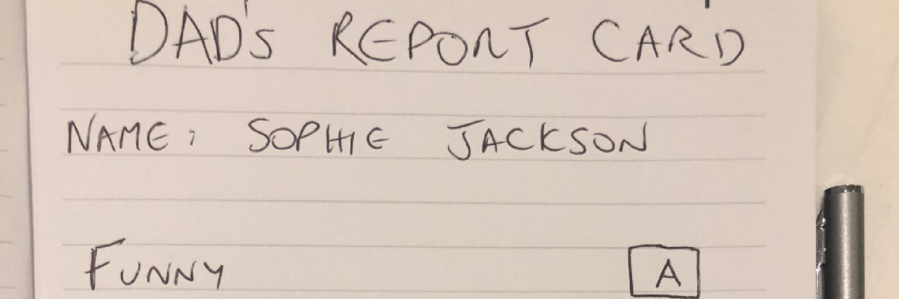 Shane Jackson's report card for his daughter