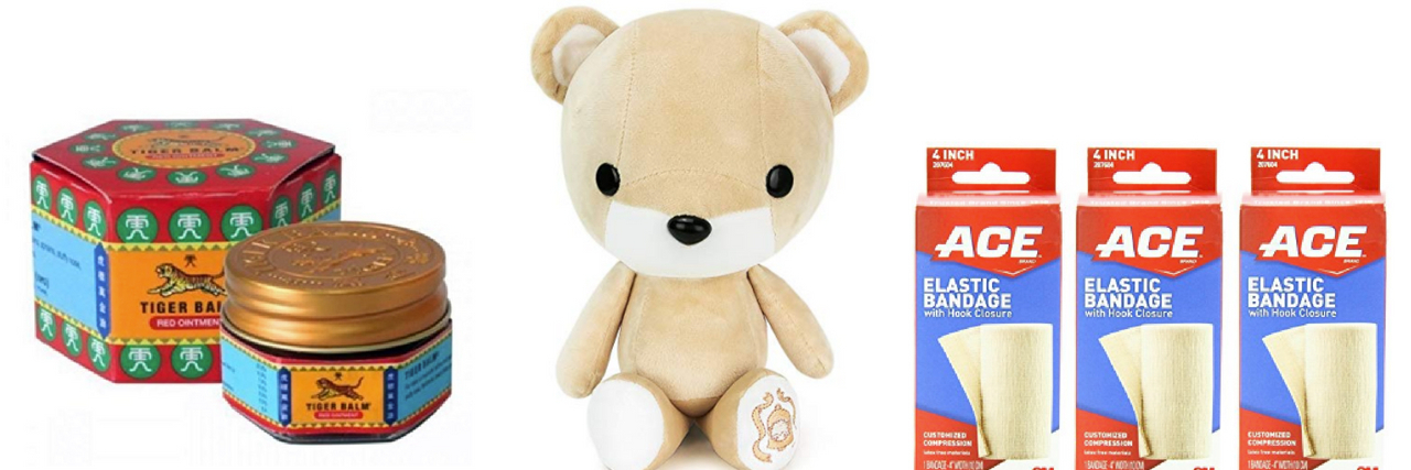 14 Things to Keep in Your Ehlers-Danlos Syndrome Crisis Kit tiger balm, stuffed animal, ace bandages