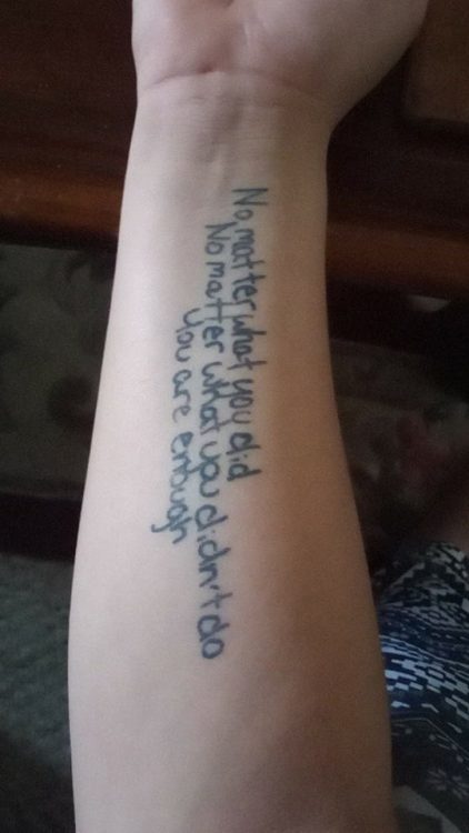 handwritten quote tattoo