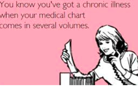 "you know you've got a chronic illness when your medical chart is several volumes"