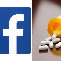 facebook logo and pill bottle