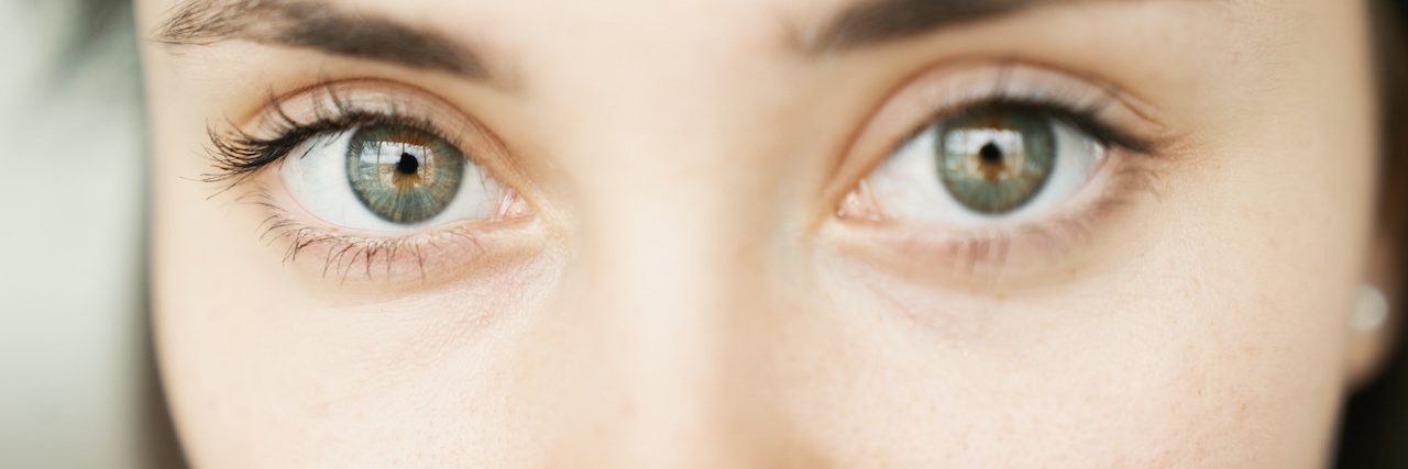 A close up of a woman's eyes