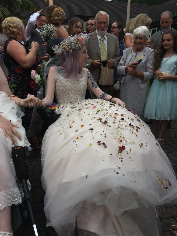 woman in a wedding dress getting married